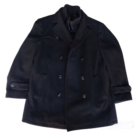 Lauren Ralph Lauren Wool Blend Pea Coat Black Mens Size 42R